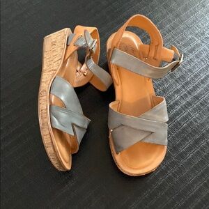 Kork-Ease Gray and Tan Women's Sandals